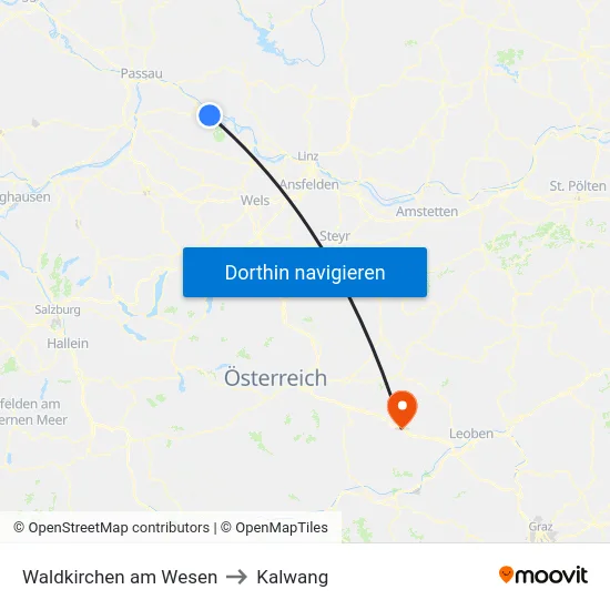 Waldkirchen am Wesen to Kalwang map