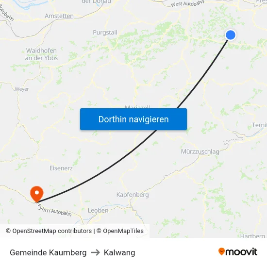 Gemeinde Kaumberg to Kalwang map