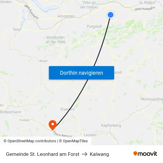 Gemeinde St. Leonhard am Forst to Kalwang map