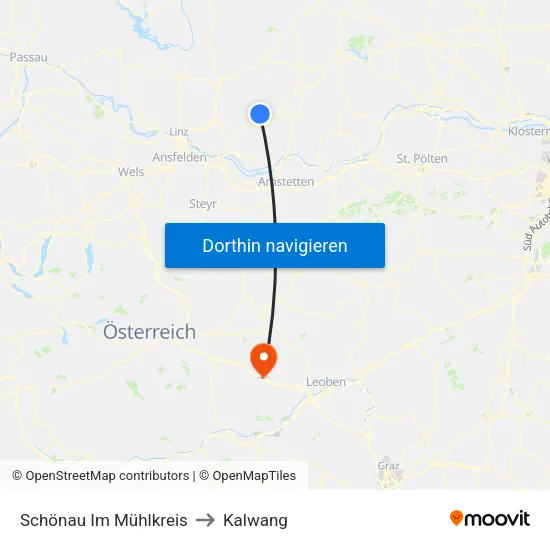 Schönau Im Mühlkreis to Kalwang map