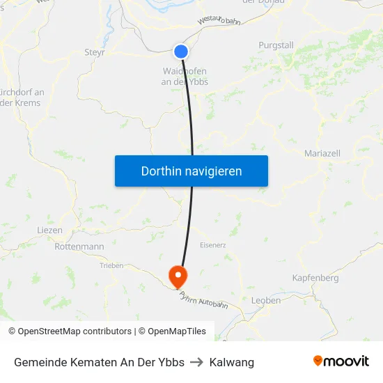 Gemeinde Kematen An Der Ybbs to Kalwang map