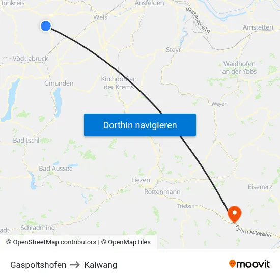 Gaspoltshofen to Kalwang map