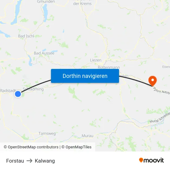 Forstau to Kalwang map