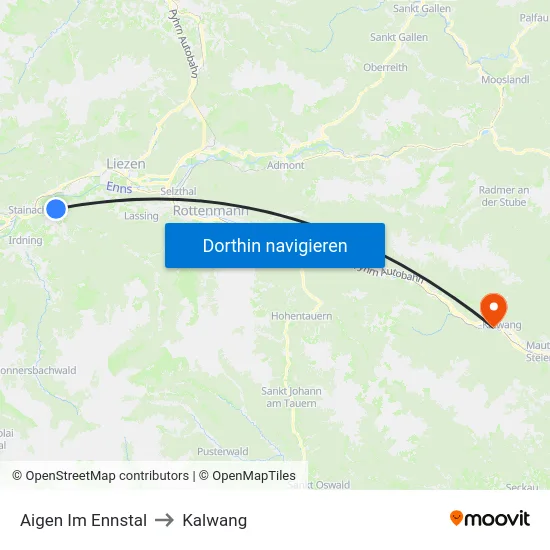 Aigen Im Ennstal to Kalwang map