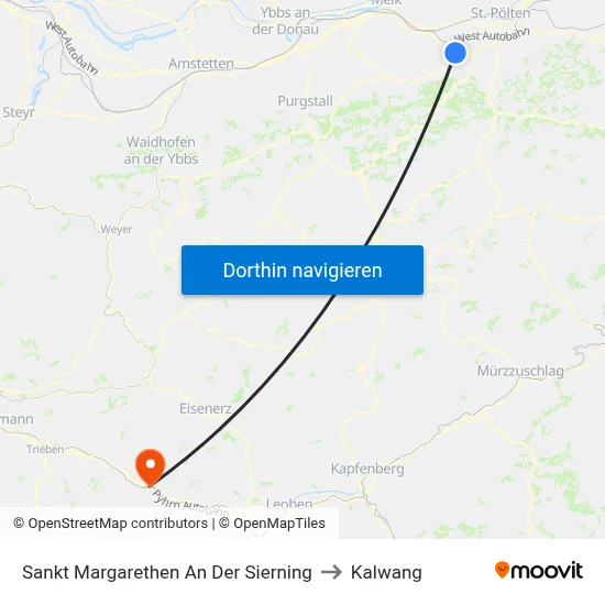 Sankt Margarethen An Der Sierning to Kalwang map