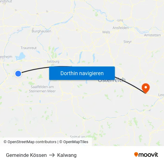 Gemeinde Kössen to Kalwang map