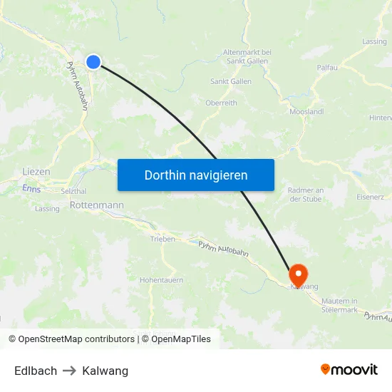 Edlbach to Kalwang map