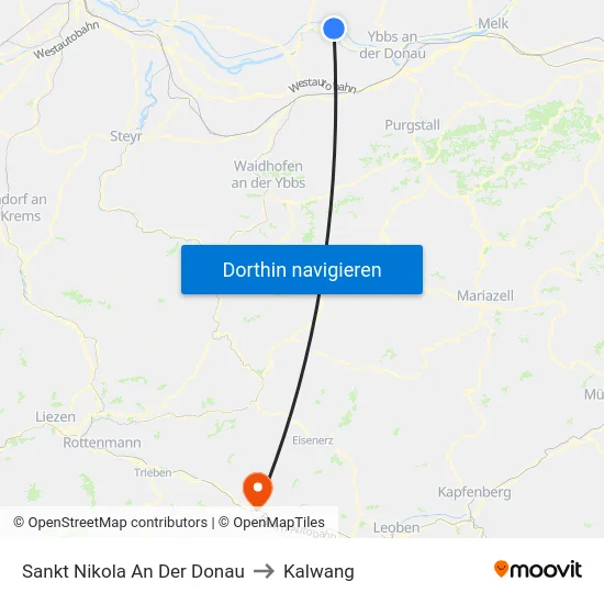 Sankt Nikola An Der Donau to Kalwang map