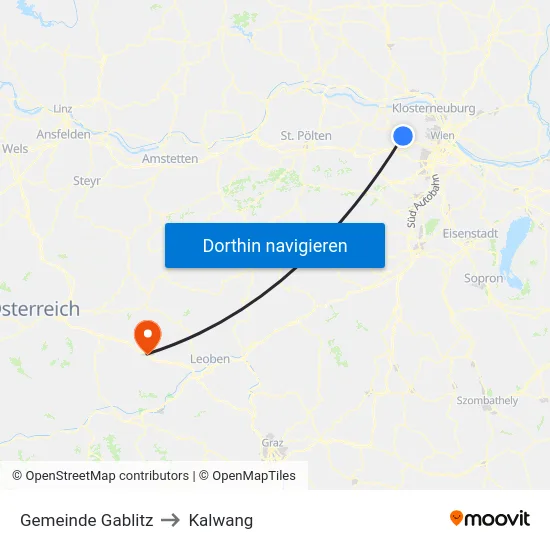 Gemeinde Gablitz to Kalwang map