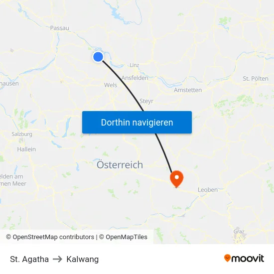 St. Agatha to Kalwang map