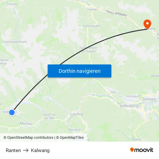 Ranten to Kalwang map