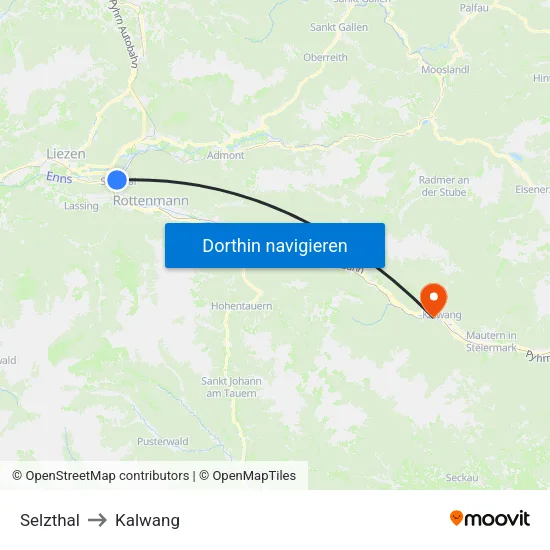 Selzthal to Kalwang map