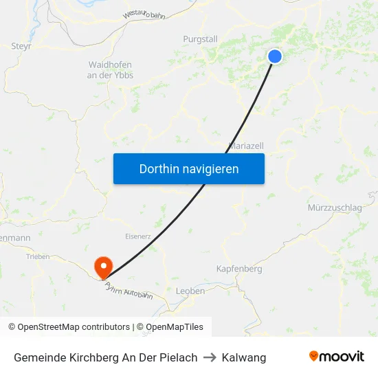 Gemeinde Kirchberg An Der Pielach to Kalwang map