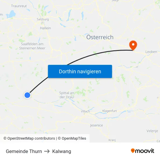 Gemeinde Thurn to Kalwang map