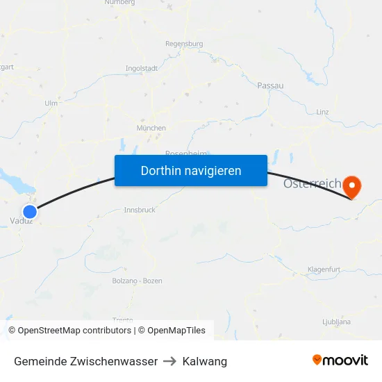 Gemeinde Zwischenwasser to Kalwang map