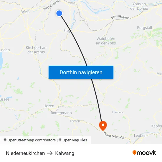 Niederneukirchen to Kalwang map