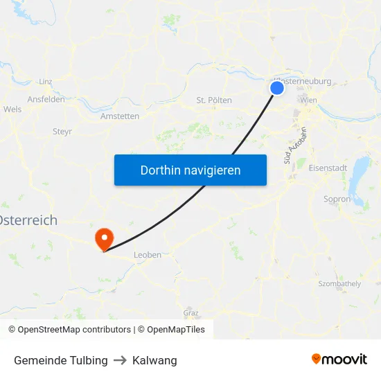 Gemeinde Tulbing to Kalwang map