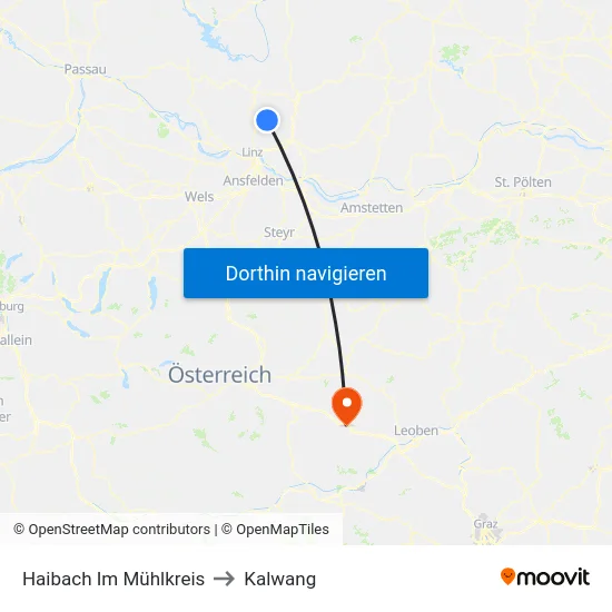 Haibach Im Mühlkreis to Kalwang map