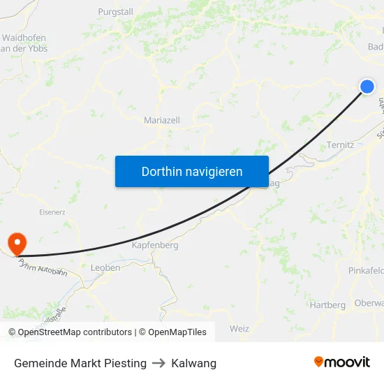 Gemeinde Markt Piesting to Kalwang map