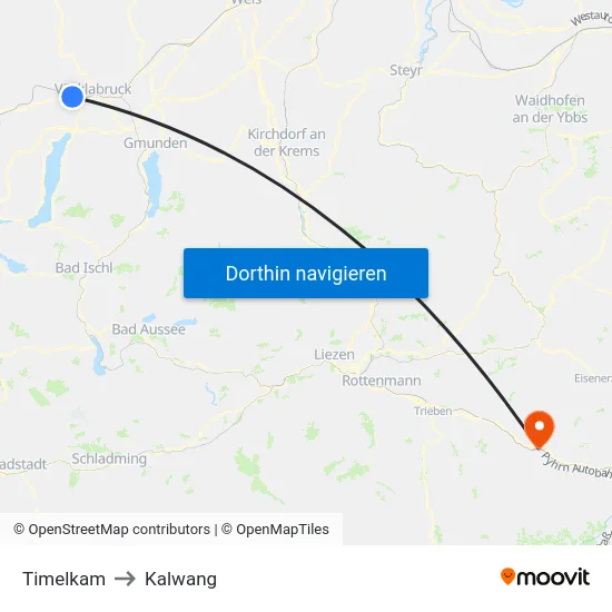 Timelkam to Kalwang map
