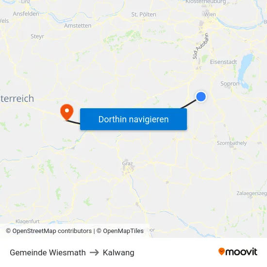 Gemeinde Wiesmath to Kalwang map
