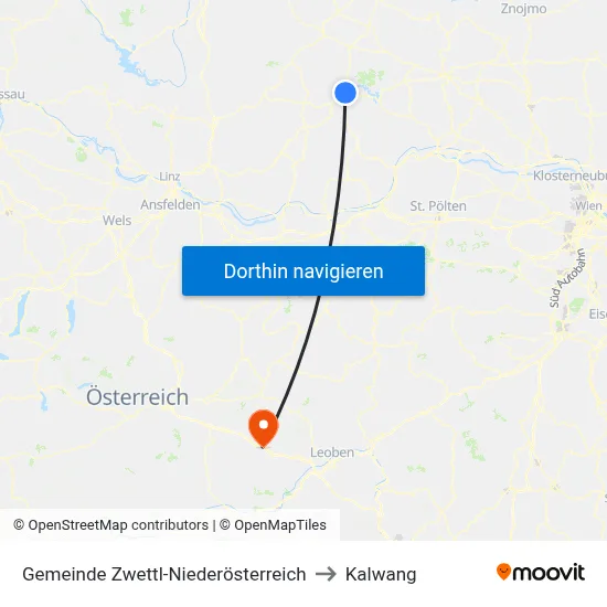 Gemeinde Zwettl-Niederösterreich to Kalwang map