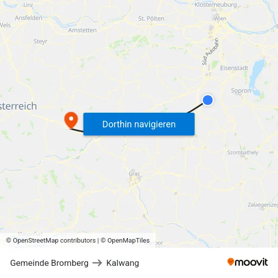 Gemeinde Bromberg to Kalwang map