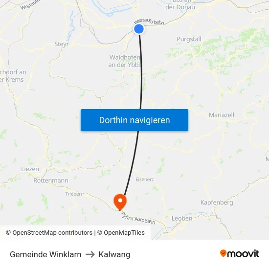 Gemeinde Winklarn to Kalwang map