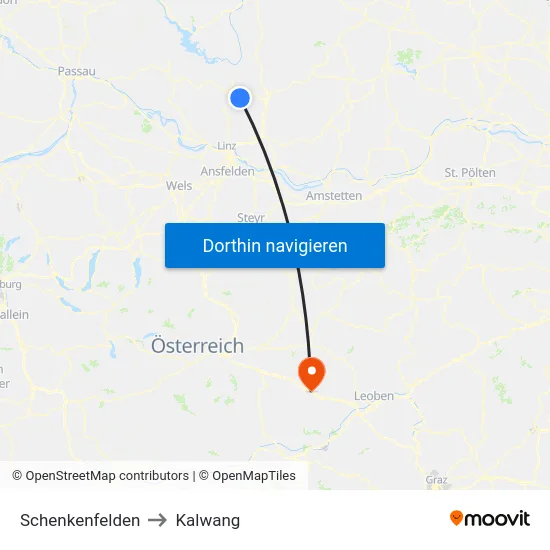Schenkenfelden to Kalwang map