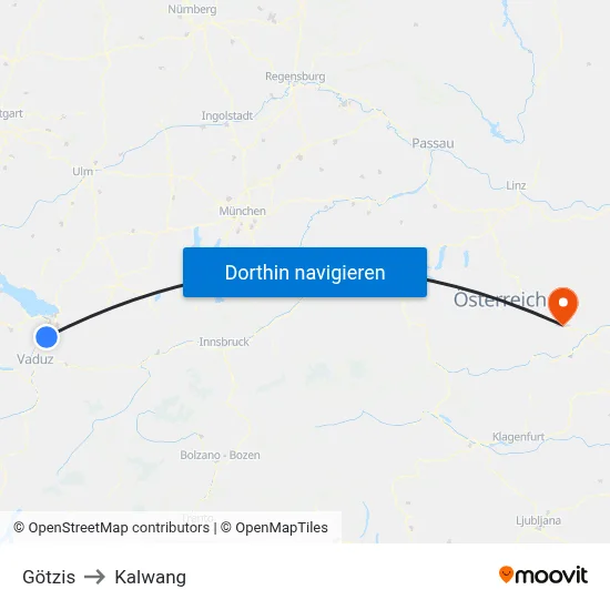 Götzis to Kalwang map