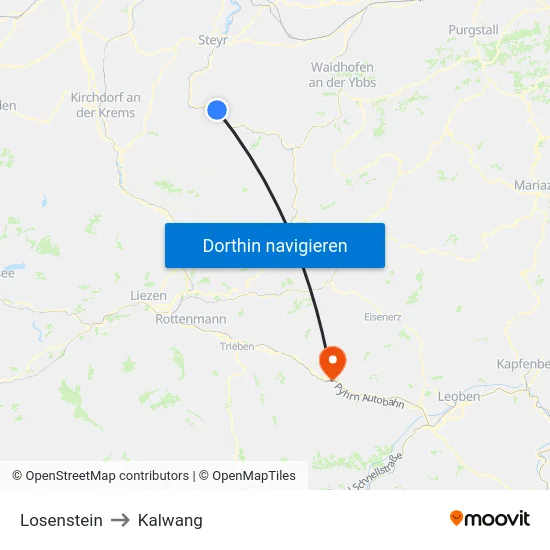 Losenstein to Kalwang map