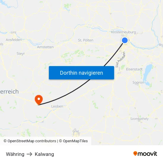 Währing to Kalwang map