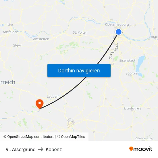 9., Alsergrund to Kobenz map