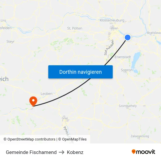 Gemeinde Fischamend to Kobenz map