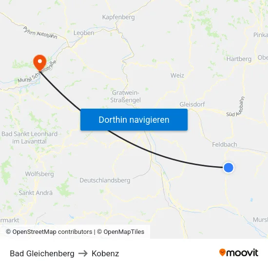 Bad Gleichenberg to Kobenz map