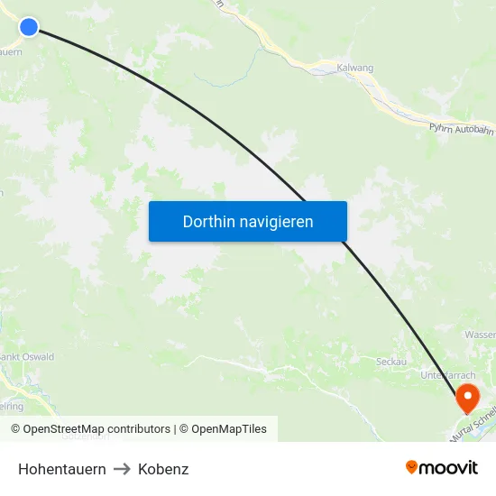 Hohentauern to Kobenz map
