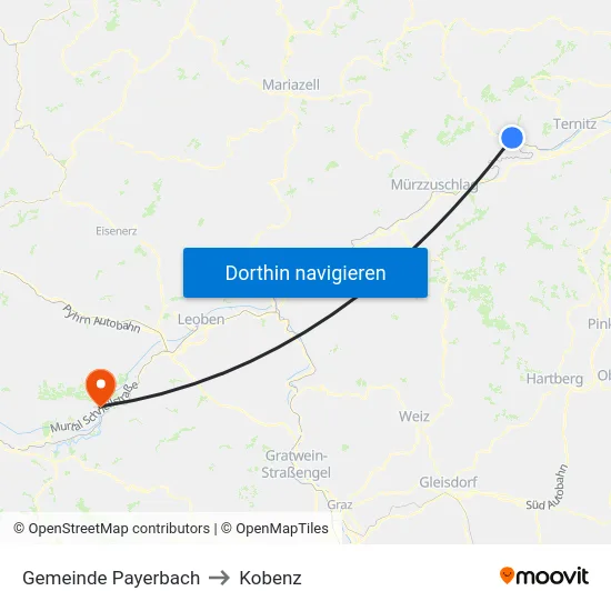 Gemeinde Payerbach to Kobenz map