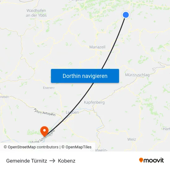 Gemeinde Türnitz to Kobenz map