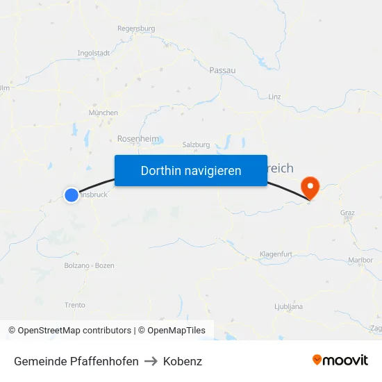 Gemeinde Pfaffenhofen to Kobenz map