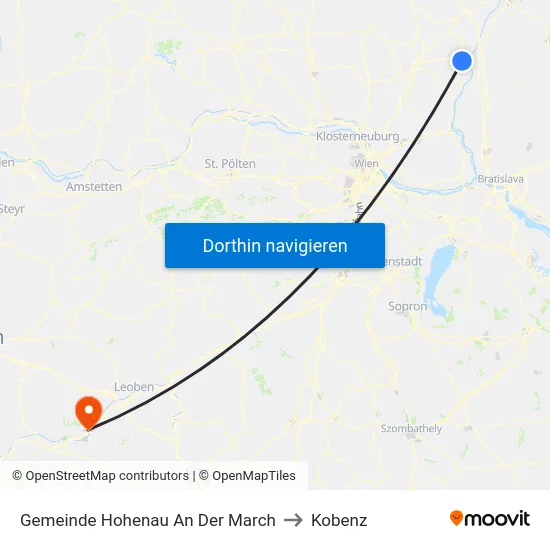 Gemeinde Hohenau An Der March to Kobenz map
