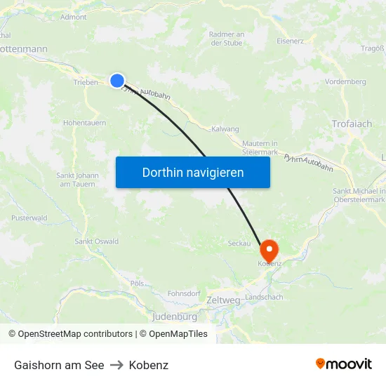 Gaishorn am See to Kobenz map