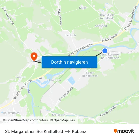 St. Margarethen Bei Knittelfeld to Kobenz map