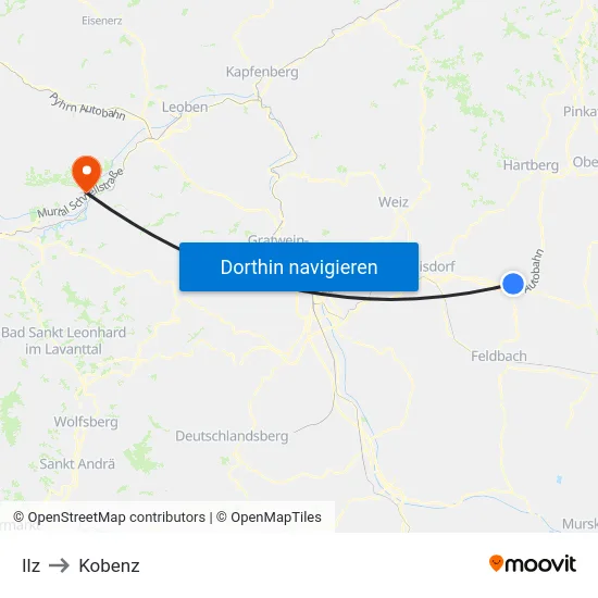 Ilz to Kobenz map