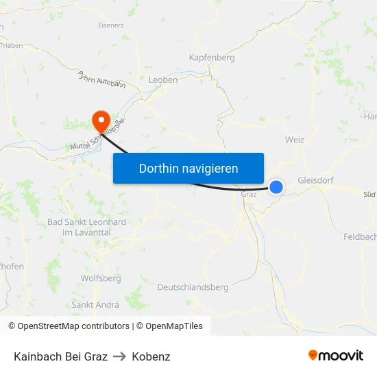 Kainbach Bei Graz to Kobenz map