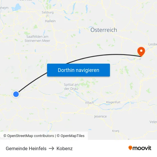 Gemeinde Heinfels to Kobenz map