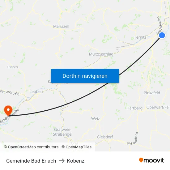 Gemeinde Bad Erlach to Kobenz map