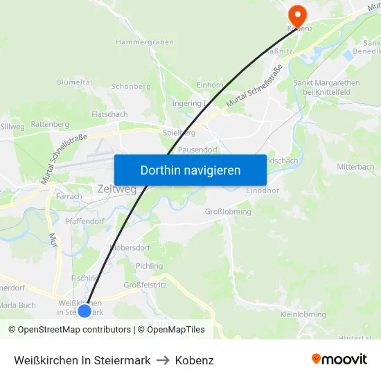 Weißkirchen In Steiermark to Kobenz map