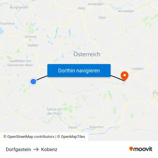 Dorfgastein to Kobenz map