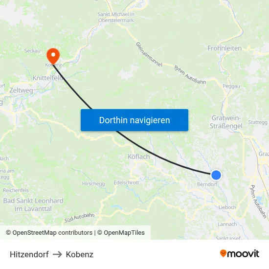 Hitzendorf to Kobenz map