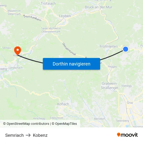 Semriach to Kobenz map